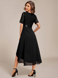 Classic V-Neck Lace Wedding Guest Dress with Half Sleeves