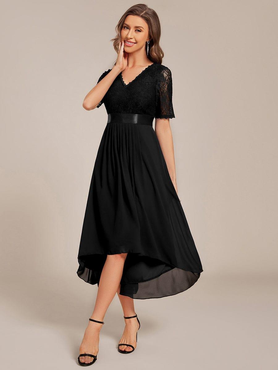 Classic V-Neck Lace Wedding Guest Dress with Half Sleeves