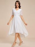 Classic V-Neck Lace Wedding Guest Dress with Half Sleeves