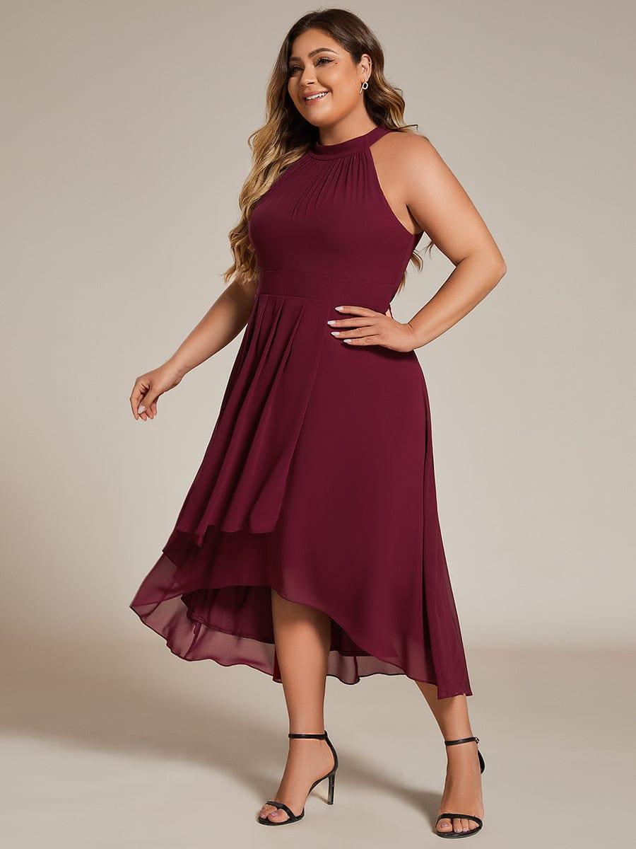 Plus Size Halter High-Low Wedding Guest Dress