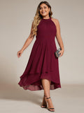 Plus Size Halter High-Low Wedding Guest Dress