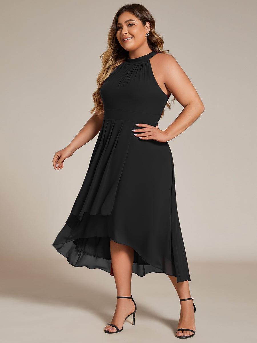 Plus Size Halter High-Low Wedding Guest Dress
