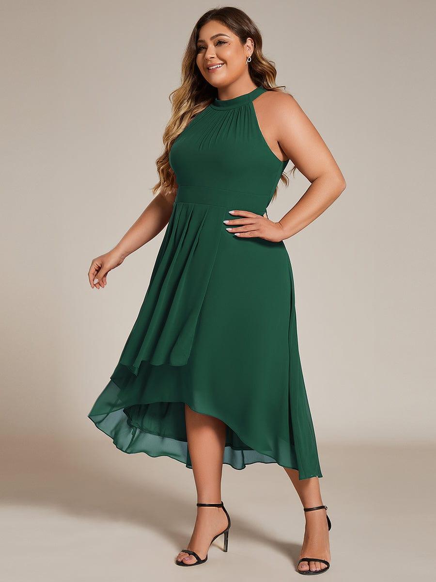 Plus Size Halter High-Low Wedding Guest Dress