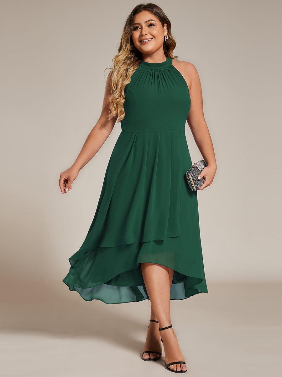 Plus Size Halter High-Low Wedding Guest Dress