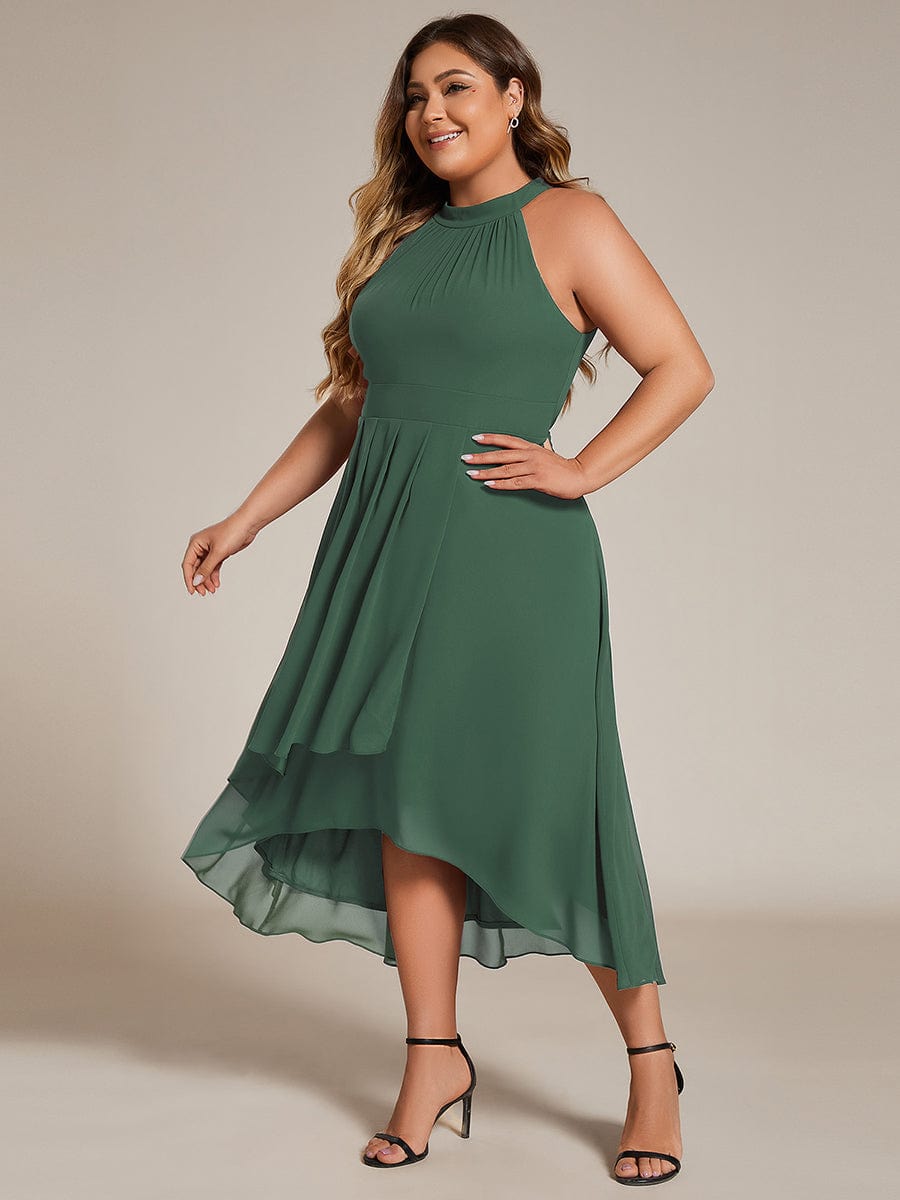 Plus Size Halter High-Low Wedding Guest Dress