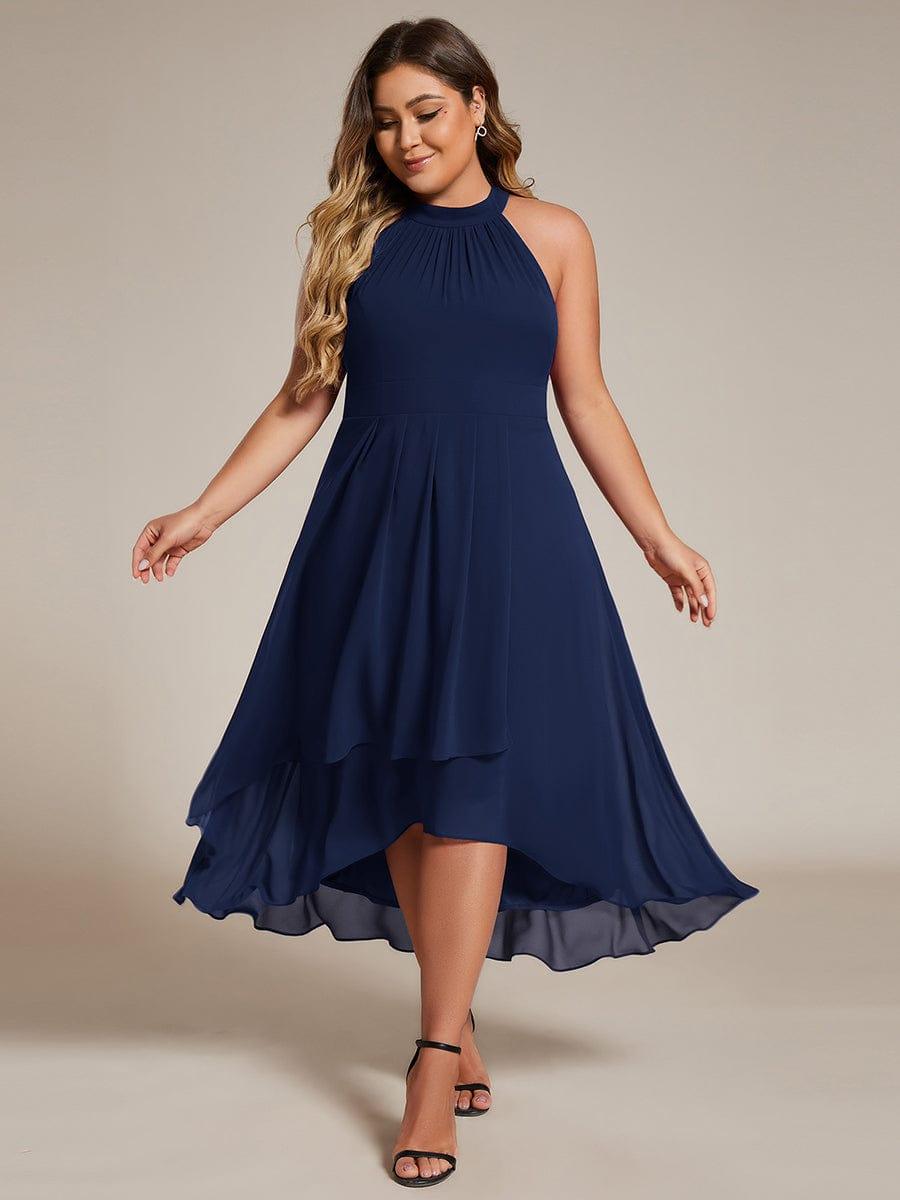 Plus Size Halter High-Low Wedding Guest Dress