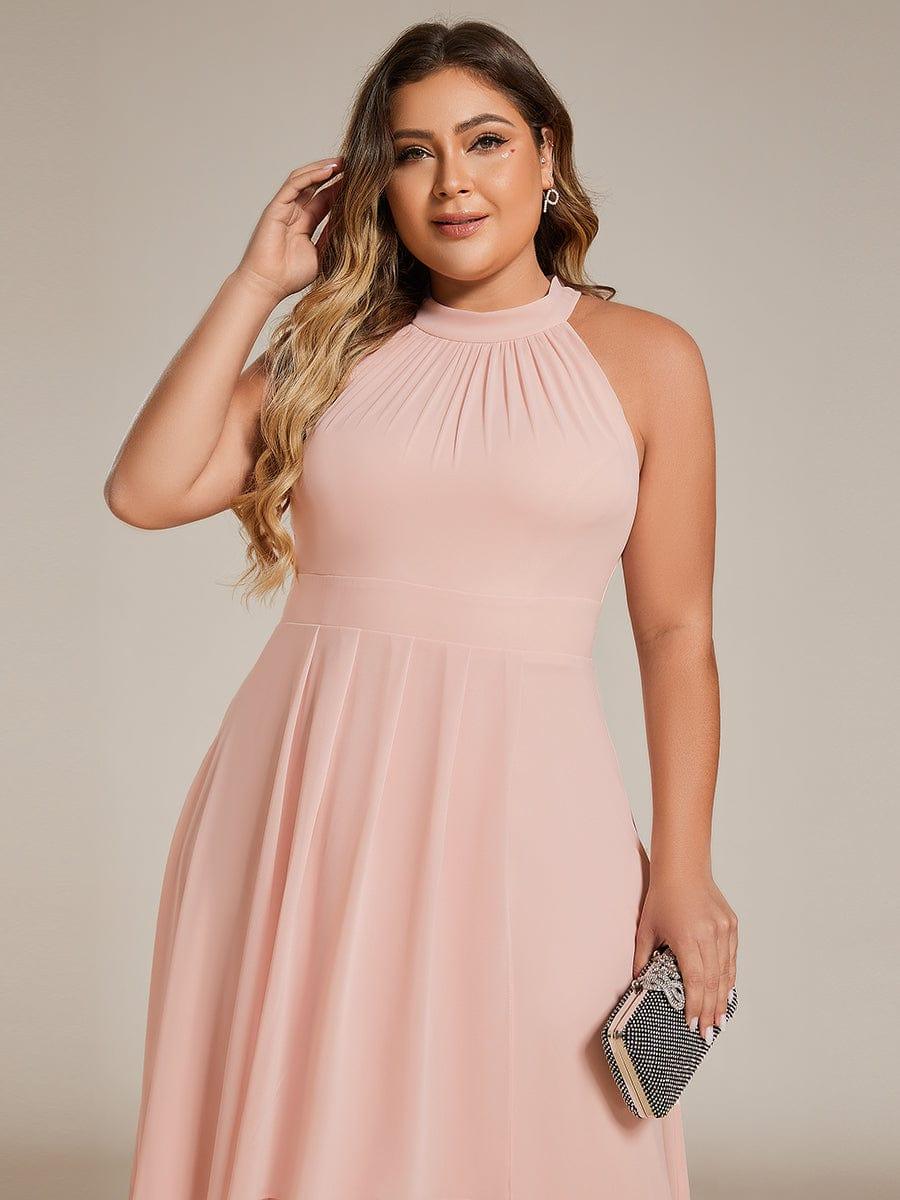 Plus Size Halter High-Low Wedding Guest Dress