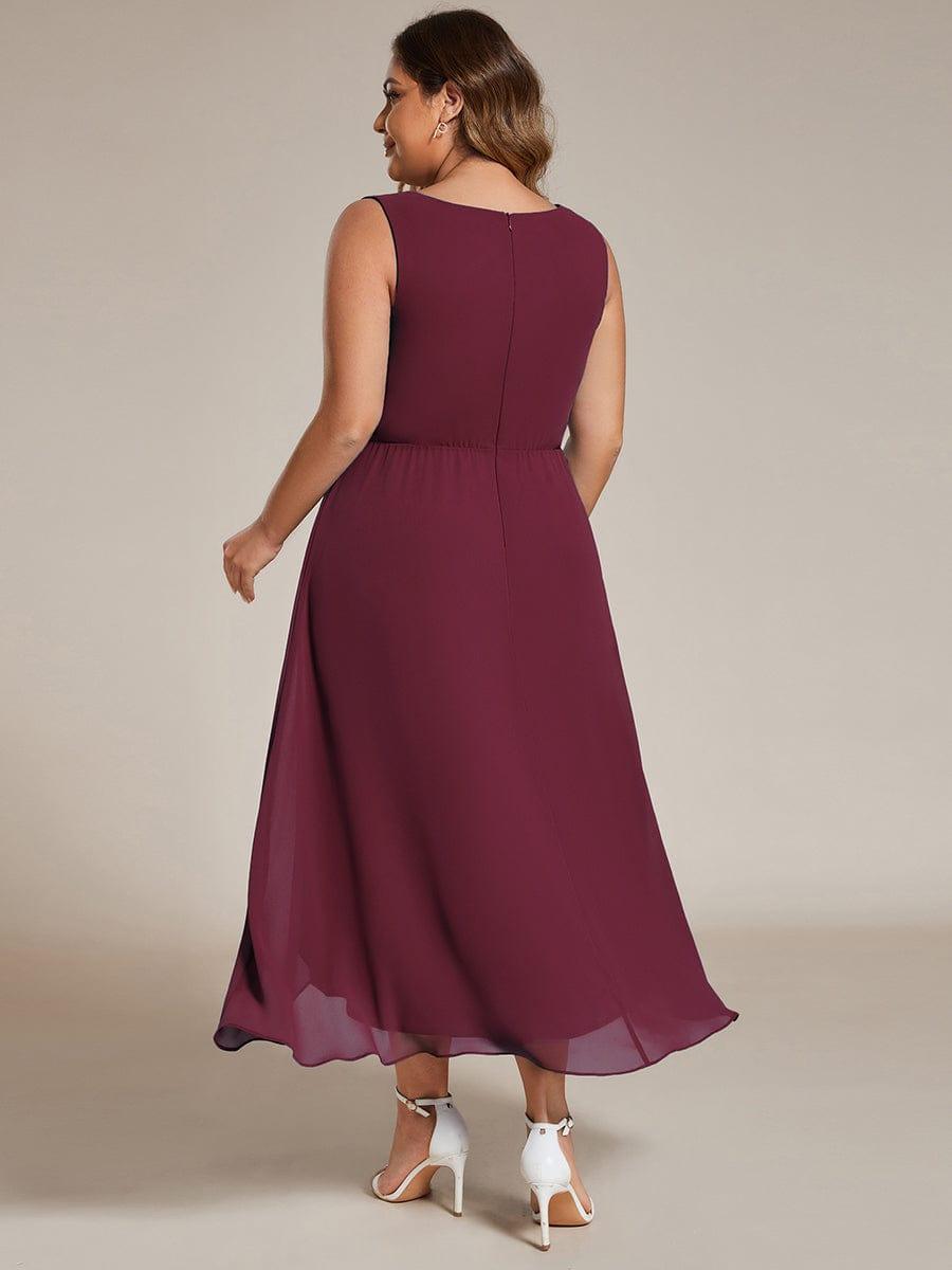 Plus Size V-Neck Applique Empire Waist Wedding Guest Dress