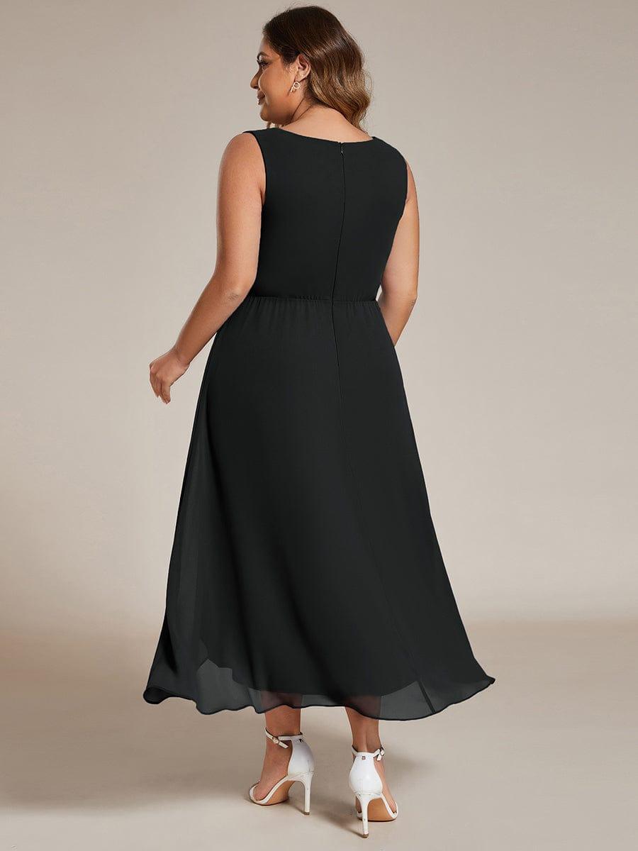 Plus Size V-Neck Applique Empire Waist Wedding Guest Dress