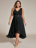Plus Size V-Neck Applique Empire Waist Wedding Guest Dress