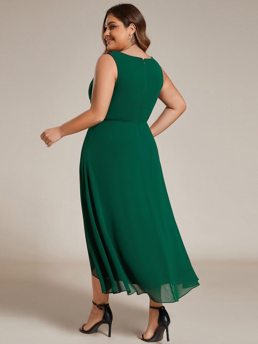 Plus Size V-Neck Applique Empire Waist Wedding Guest Dress