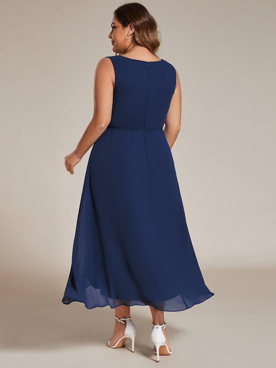 Plus Size V-Neck Applique Empire Waist Wedding Guest Dress
