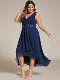 Plus Size V-Neck Applique Empire Waist Wedding Guest Dress