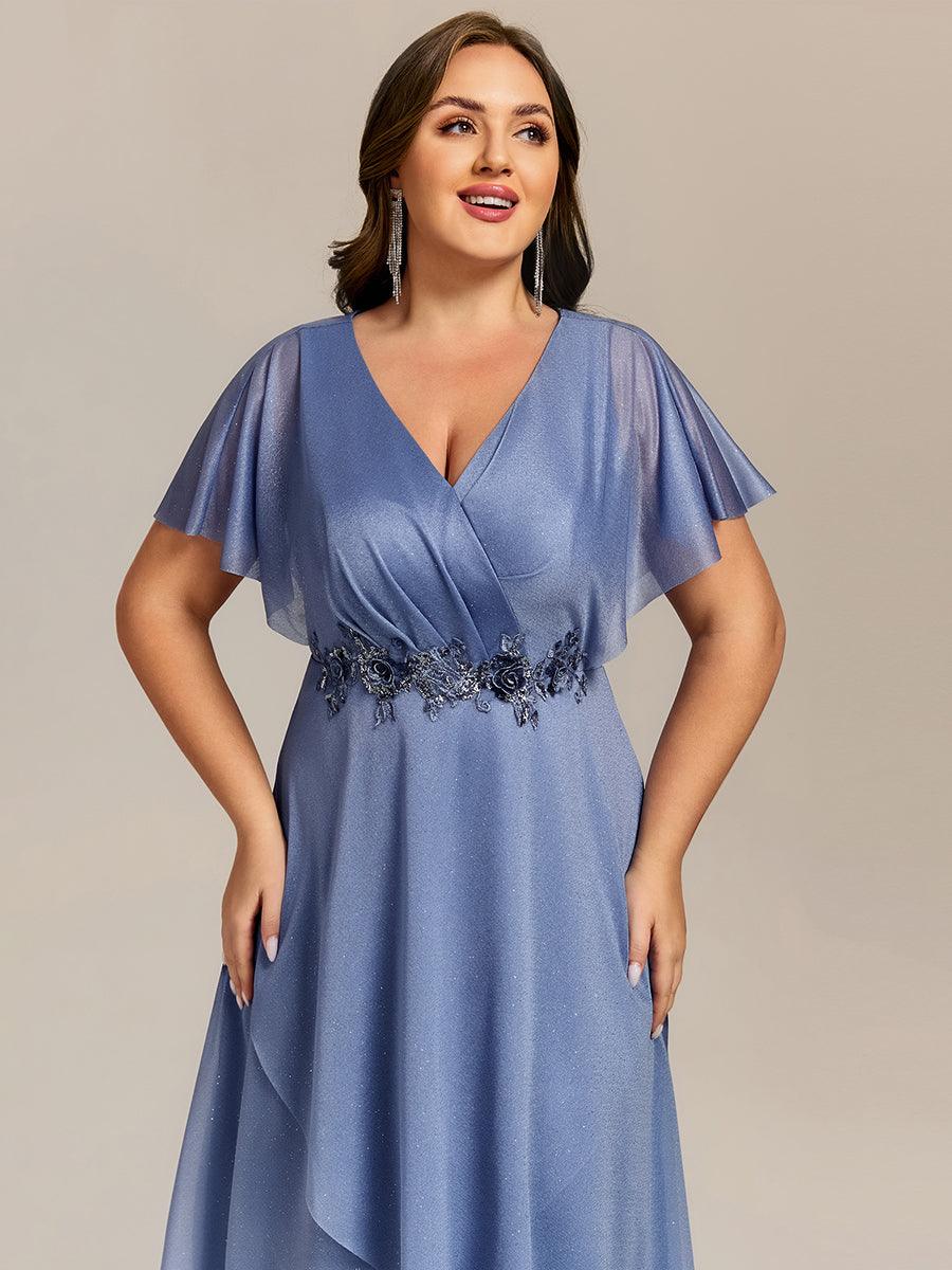 Simple V-Neck Empire Waist A-Line Wedding Guest Dress