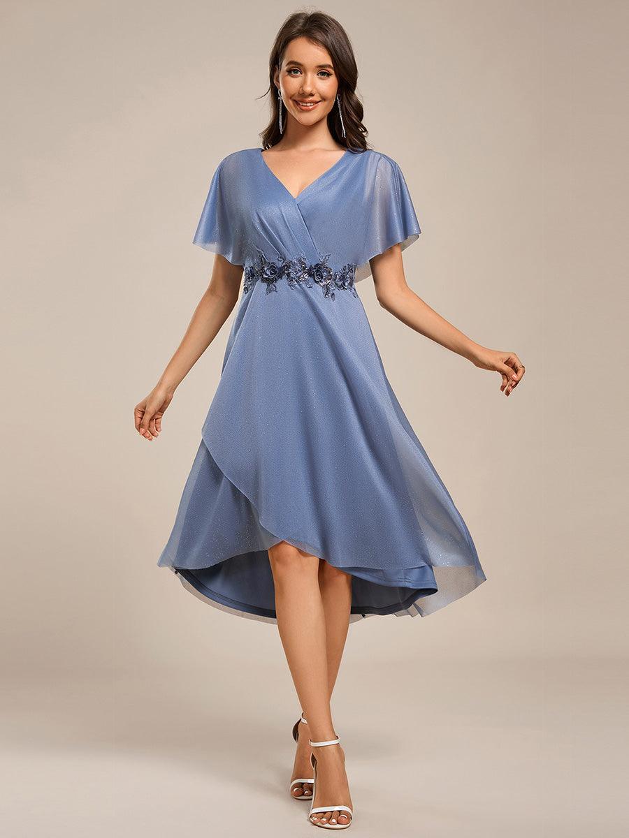 Simple V-Neck Empire Waist A-Line Wedding Guest Dress