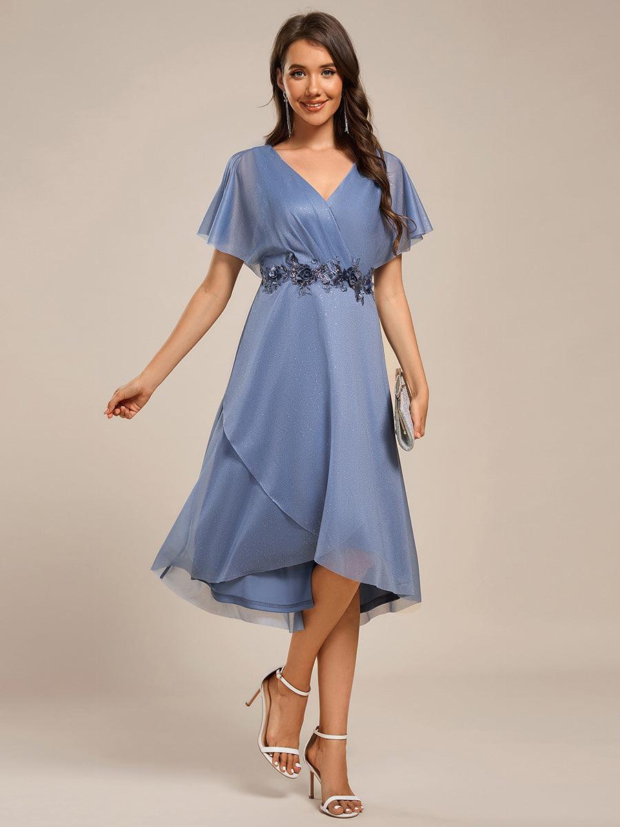 Simple V-Neck Empire Waist A-Line Wedding Guest Dress
