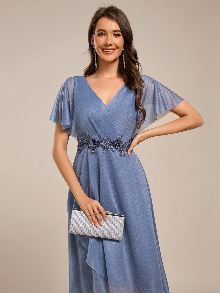 Simple V-Neck Empire Waist A-Line Wedding Guest Dress