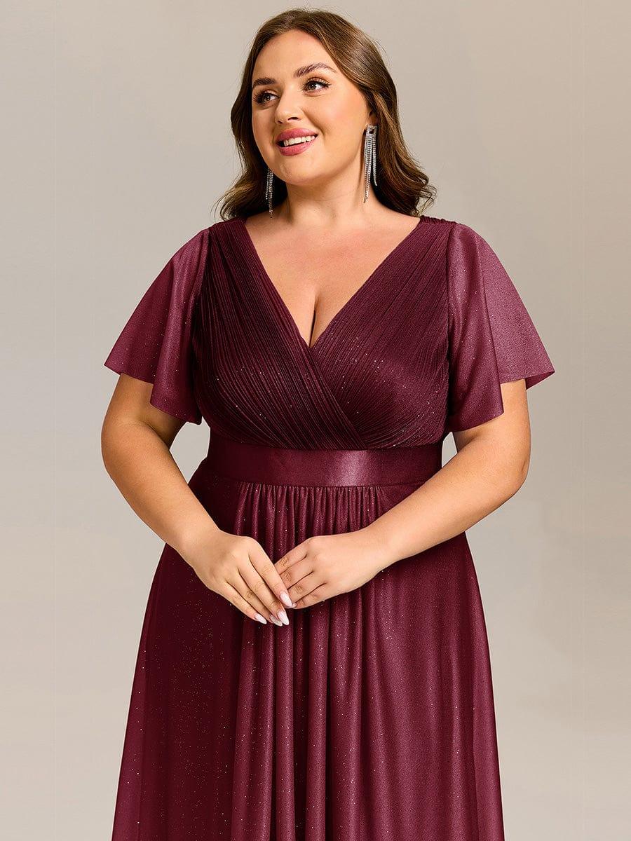 Plus Size Ruched A-Line Midi Wedding Guest Dress