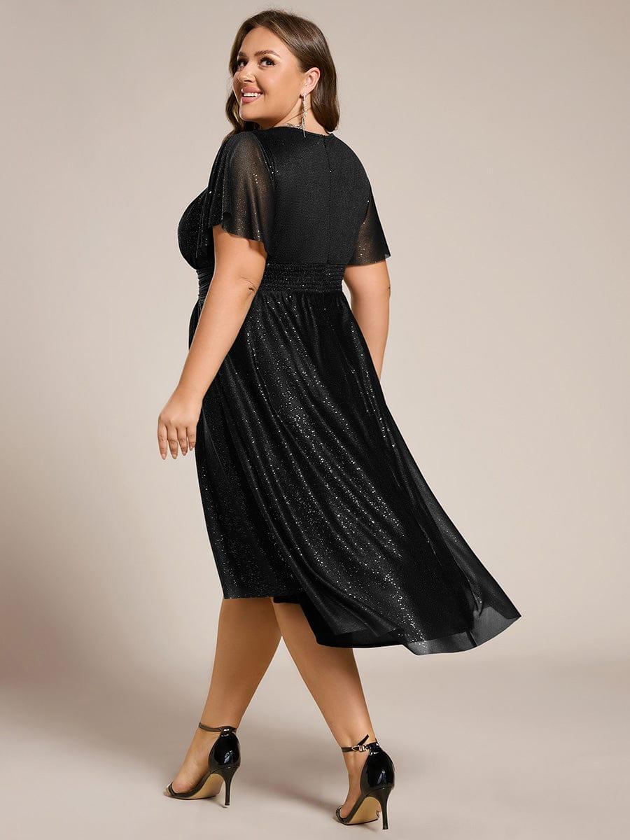 Sparkly Round Neck Empire Waist Wedding Guest Dress