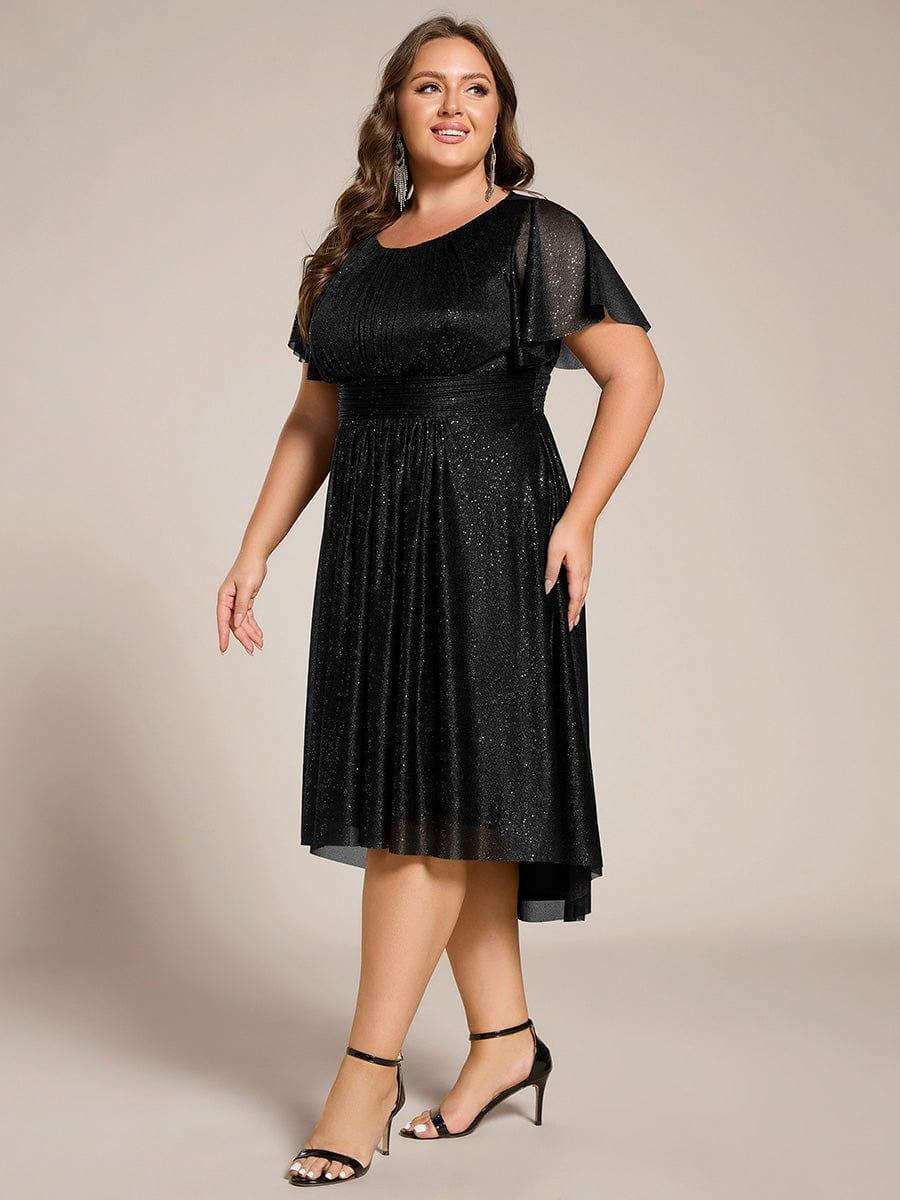 Sparkly Round Neck Empire Waist Wedding Guest Dress
