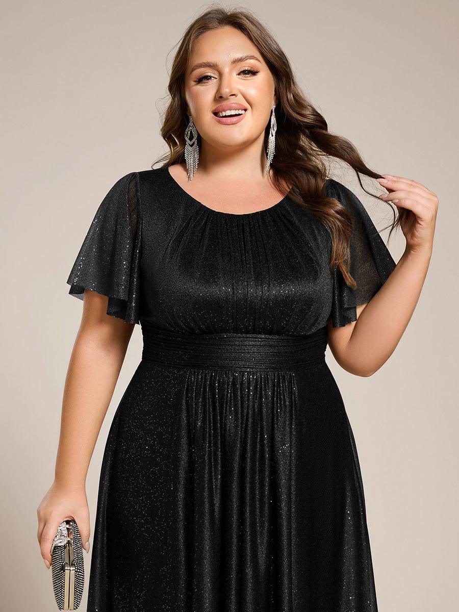 Sparkly Round Neck Empire Waist Wedding Guest Dress