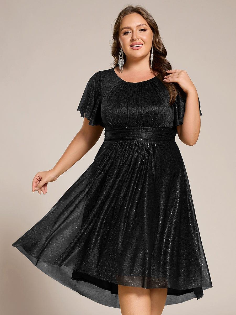 Sparkly Round Neck Empire Waist Wedding Guest Dress