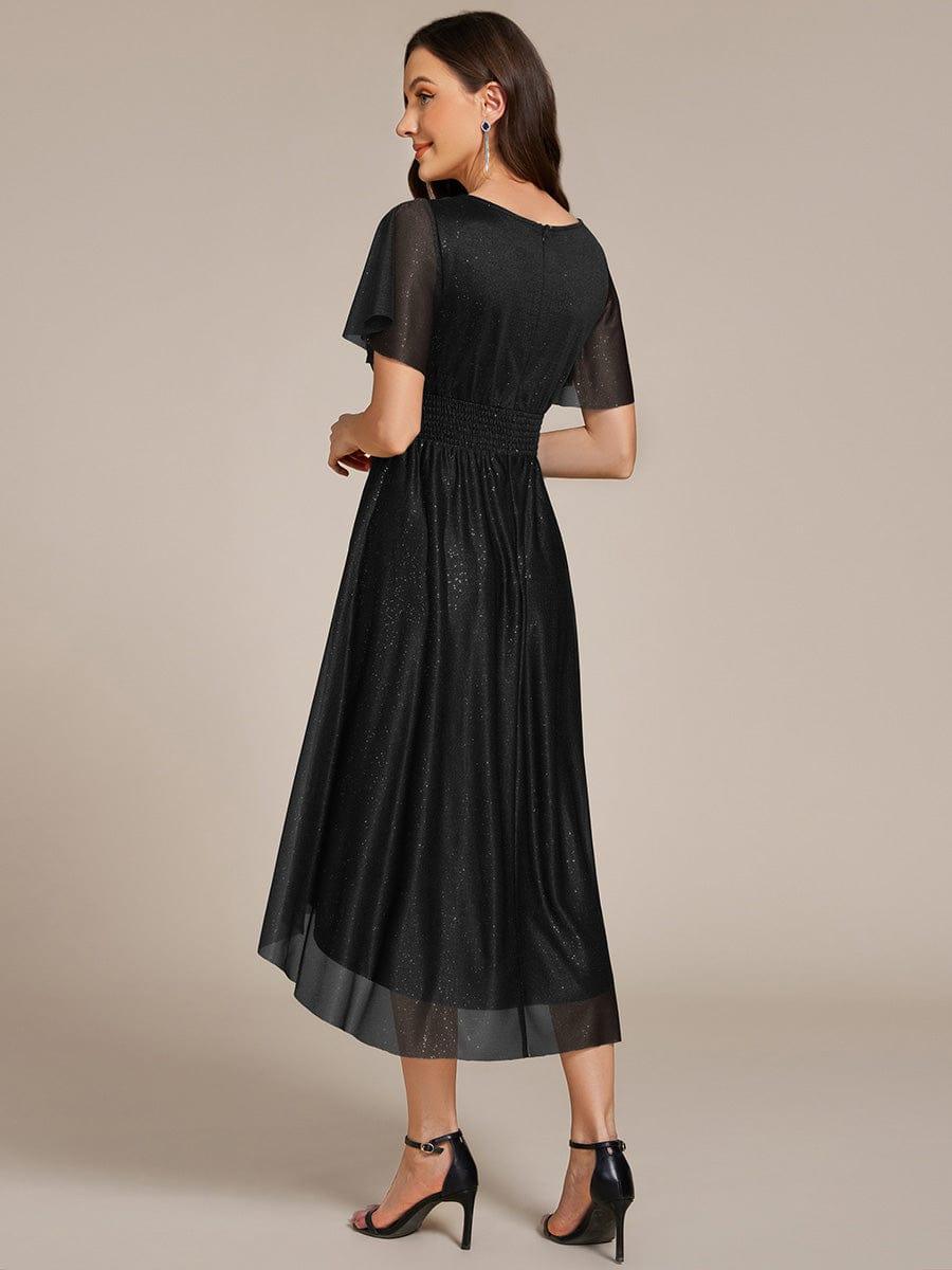 Sparkly Round Neck Empire Waist Wedding Guest Dress