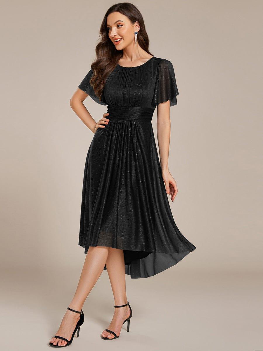 Sparkly Round Neck Empire Waist Wedding Guest Dress