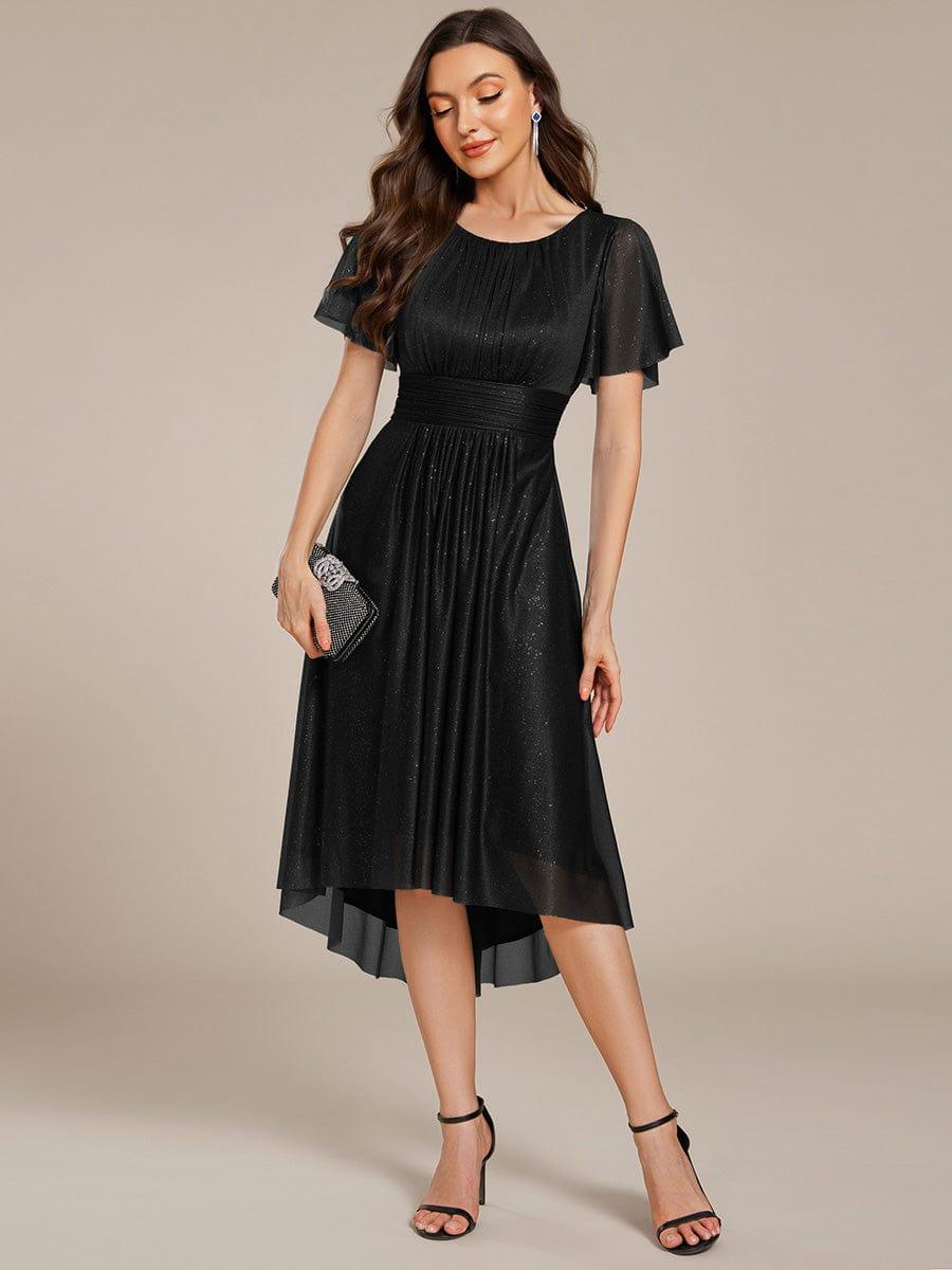 Sparkly Round Neck Empire Waist Wedding Guest Dress