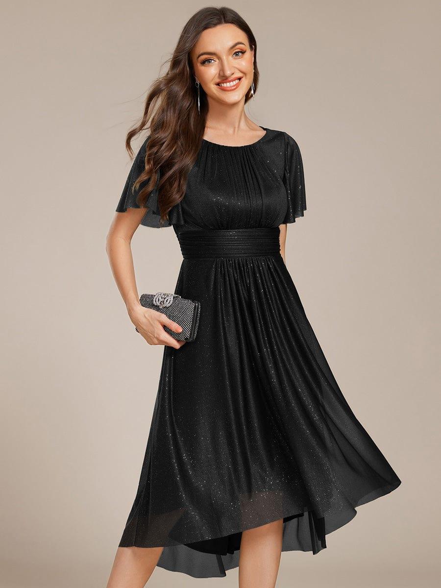 Sparkly Round Neck Empire Waist Wedding Guest Dress