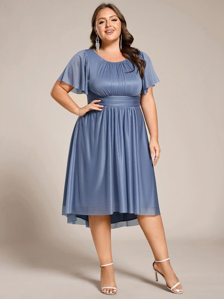 Elegant A-Line High-Low Formal Dress with Flutter Sleeve