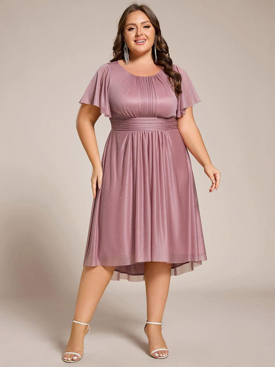 Sparkly Round Neck Empire Waist Wedding Guest Dress