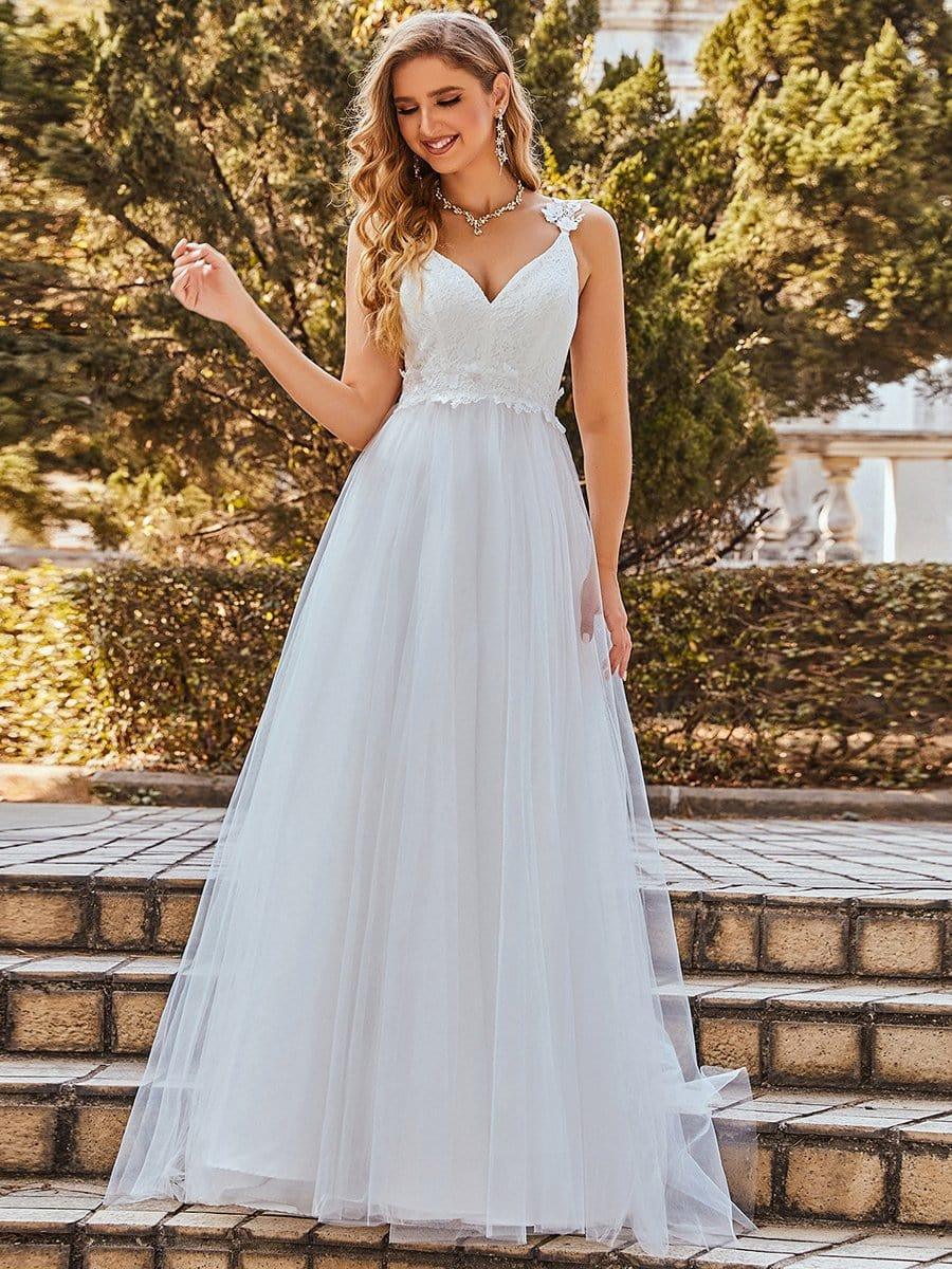 Elegant Straps Lace Applique A-Line Wedding Dress