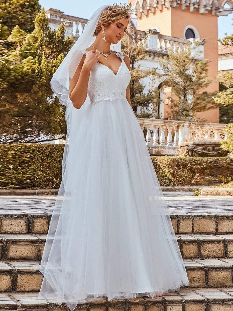 Elegant Straps Lace Applique A-Line Wedding Dress