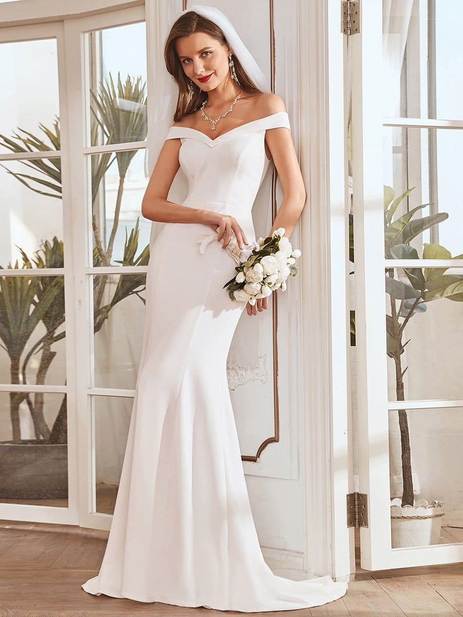 Elegant Bodycon Mermaid Wedding Dress with Off-Shoulder