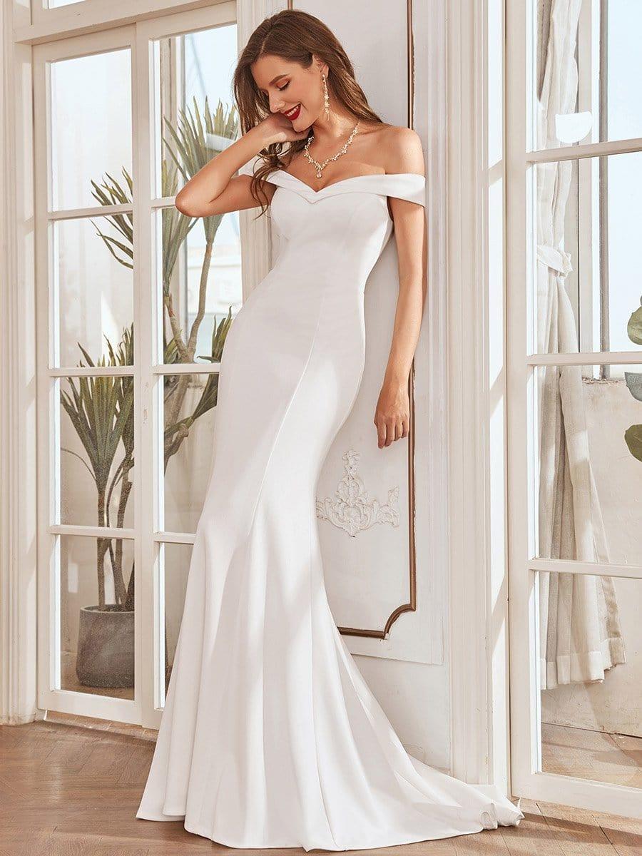 Elegant Bodycon Mermaid Wedding Dress with Off-Shoulder