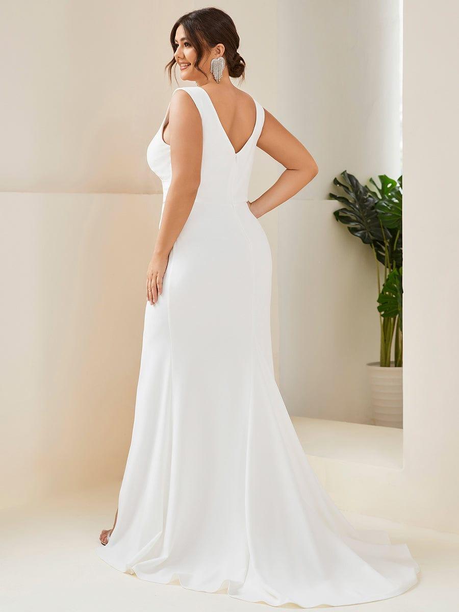 Plus Size Straps Ruched Mermaid Wedding Dress with Slit 
