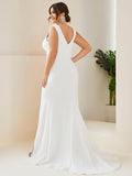 Plus Size Straps Ruched Mermaid Wedding Dress with Slit 