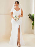 Plus Size Straps Ruched Mermaid Wedding Dress with Slit 