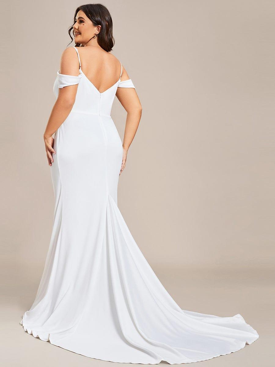 Gorgeous Cold Shoulder Pleated Bodycon Wedding Dress 
