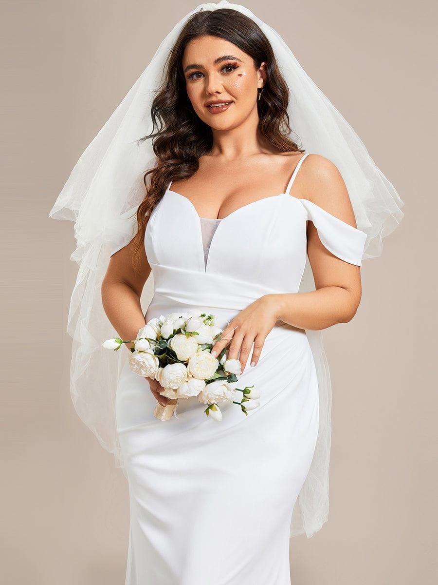 Gorgeous Cold Shoulder Pleated Bodycon Wedding Dress 