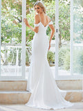 Gorgeous Cold Shoulder Pleated Bodycon Wedding Dress 