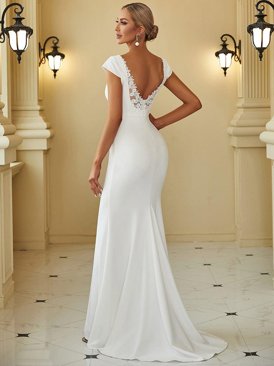 Stunning Backless Mermaid Wedding Dress with Cap Sleeve