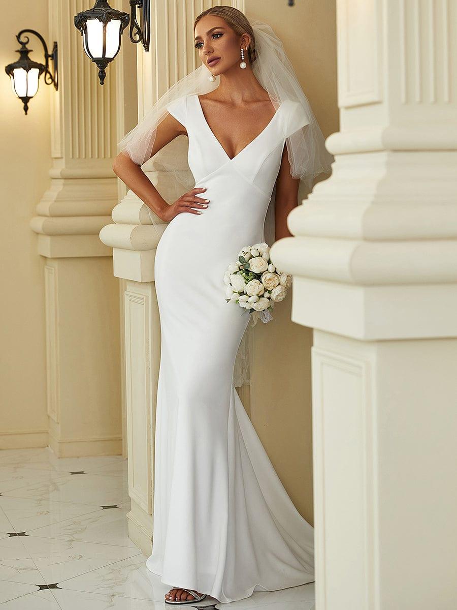 Stunning Backless Mermaid Wedding Dress with Cap Sleeve