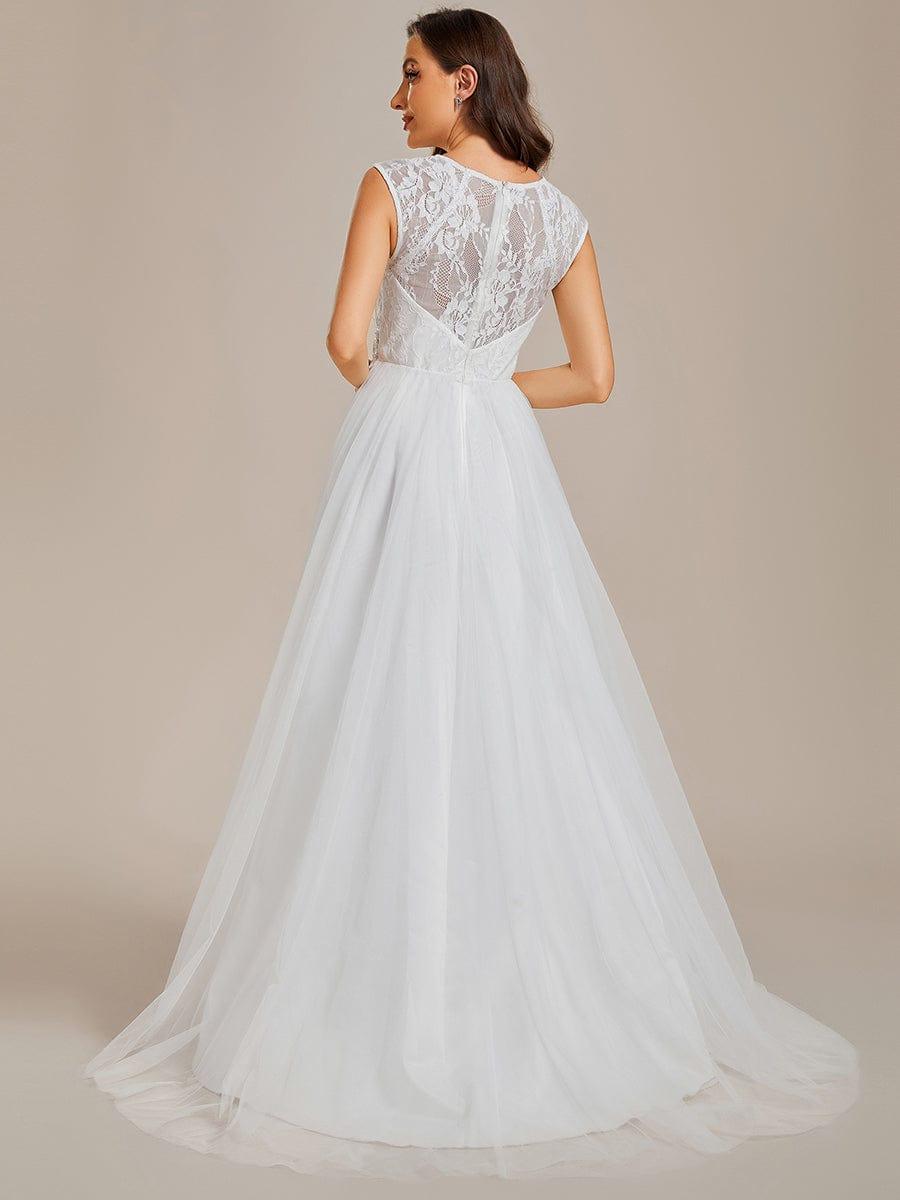 Glamorous Illusion Neck Lace Top A-Line Wedding Dress