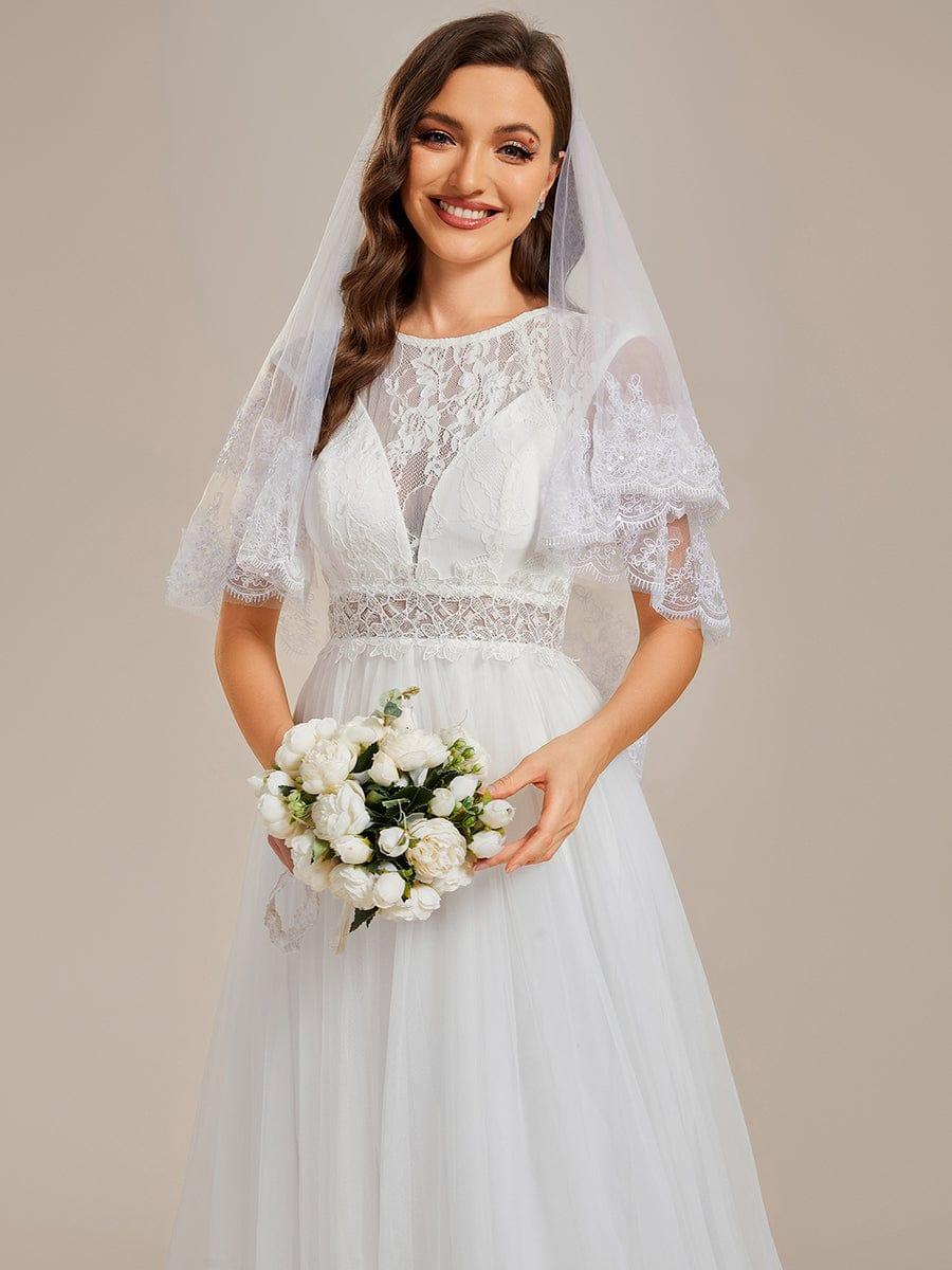 Glamorous Illusion Neck Lace Top A-Line Wedding Dress