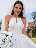 Elegant Halter Lace Applique A-Line Wedding Dress