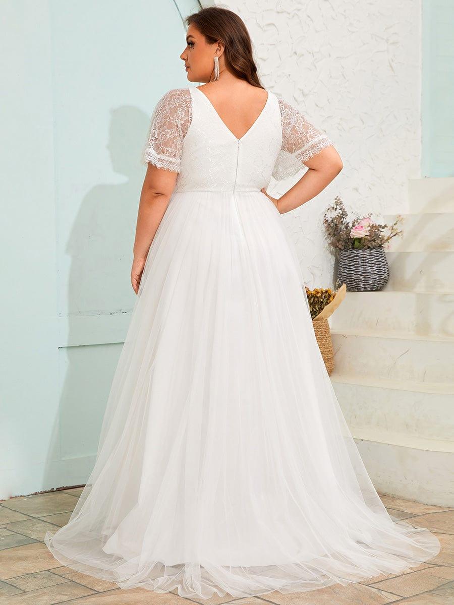 Straps V-Neck Short Sleeves Tulle Wedding Dress