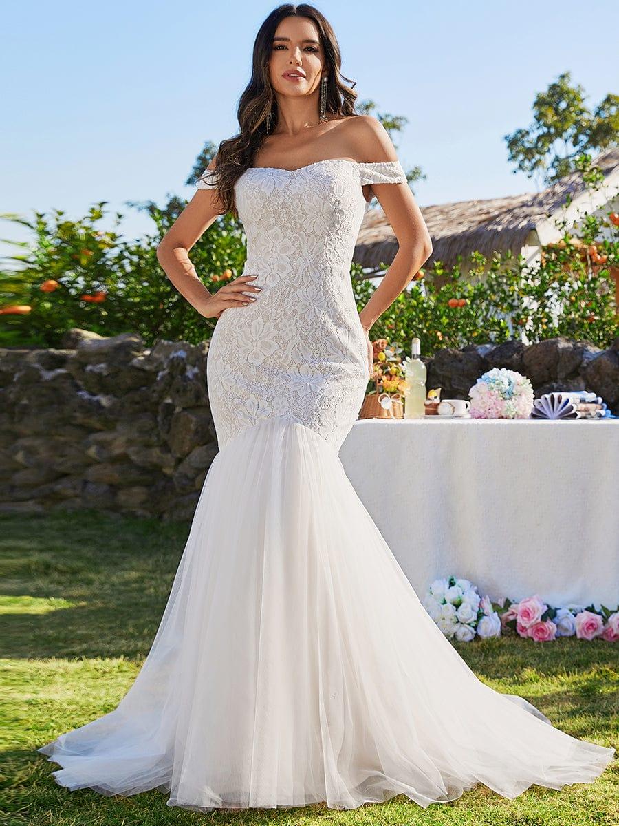 Classy Off Shoulder Lace Mermaid Wedding Dress