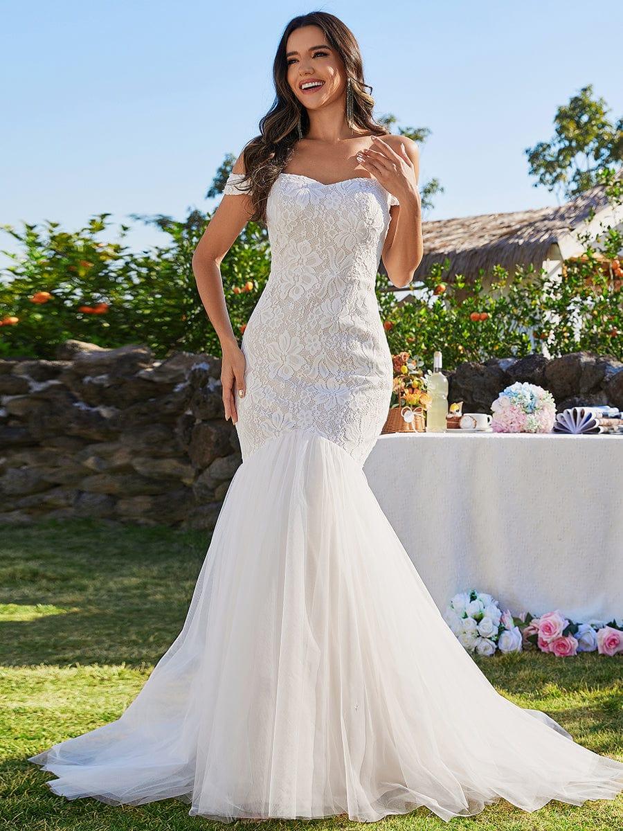 Classy Off Shoulder Lace Mermaid Wedding Dress